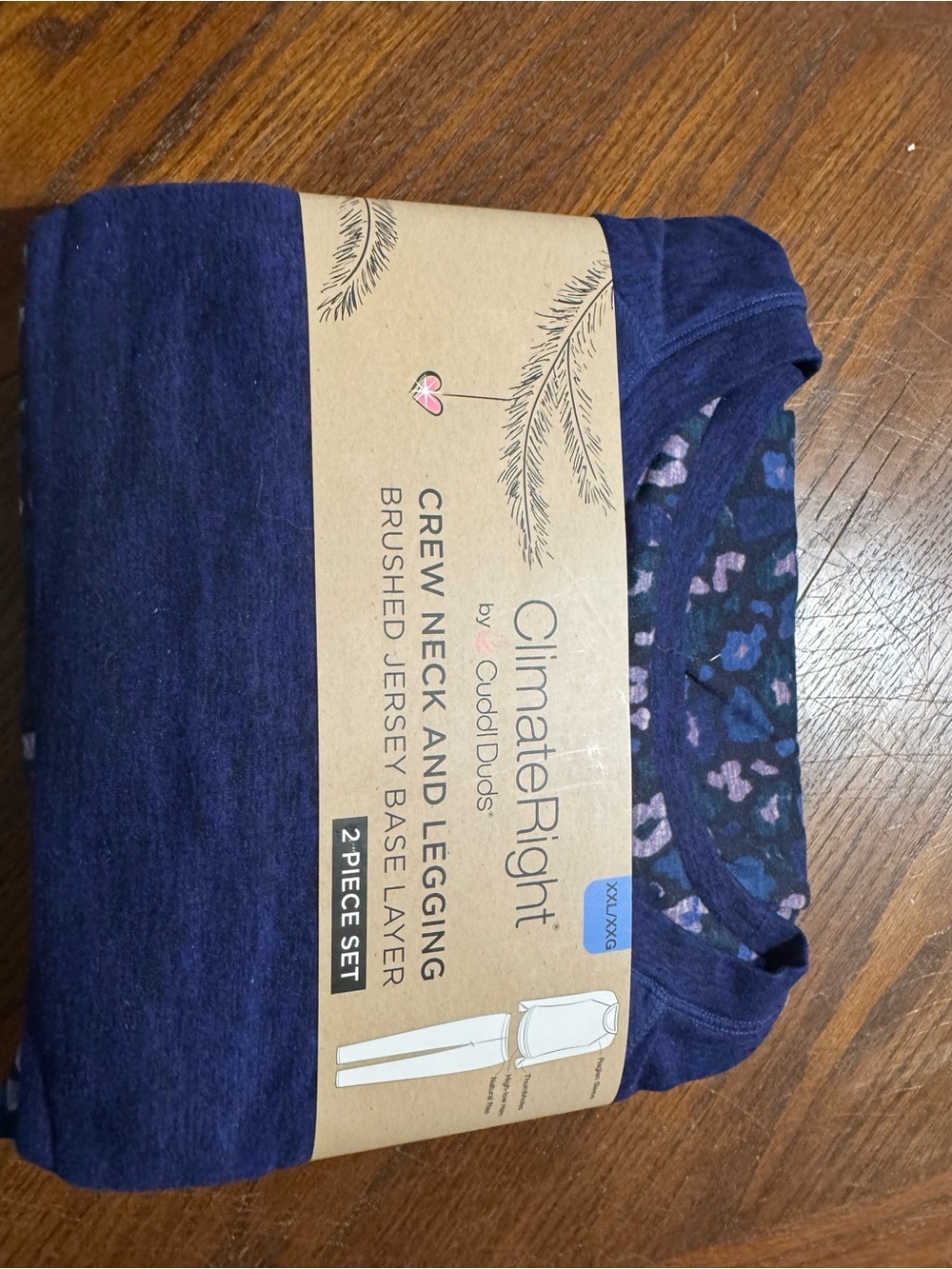 ClimatRight by CloudDuds Navy Crew Neck Top & Printed Leggings Set